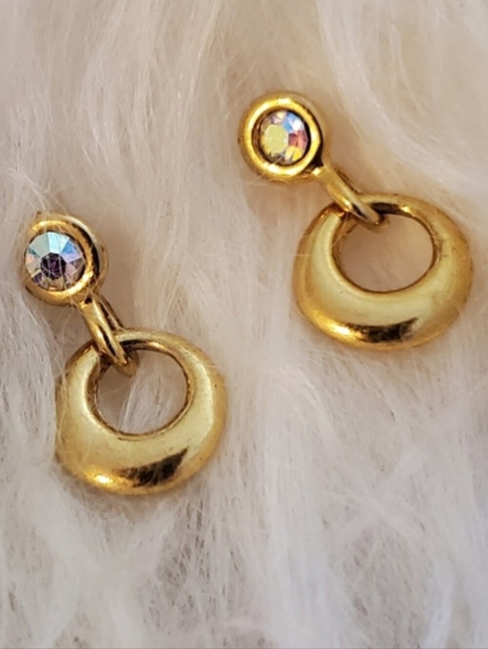 💜Super Cute AB Crystal & Gold Drop Earrings